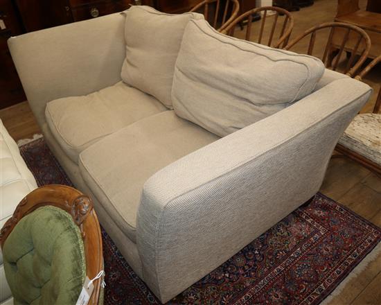 A modern natural linen two seater sofa W.180cm